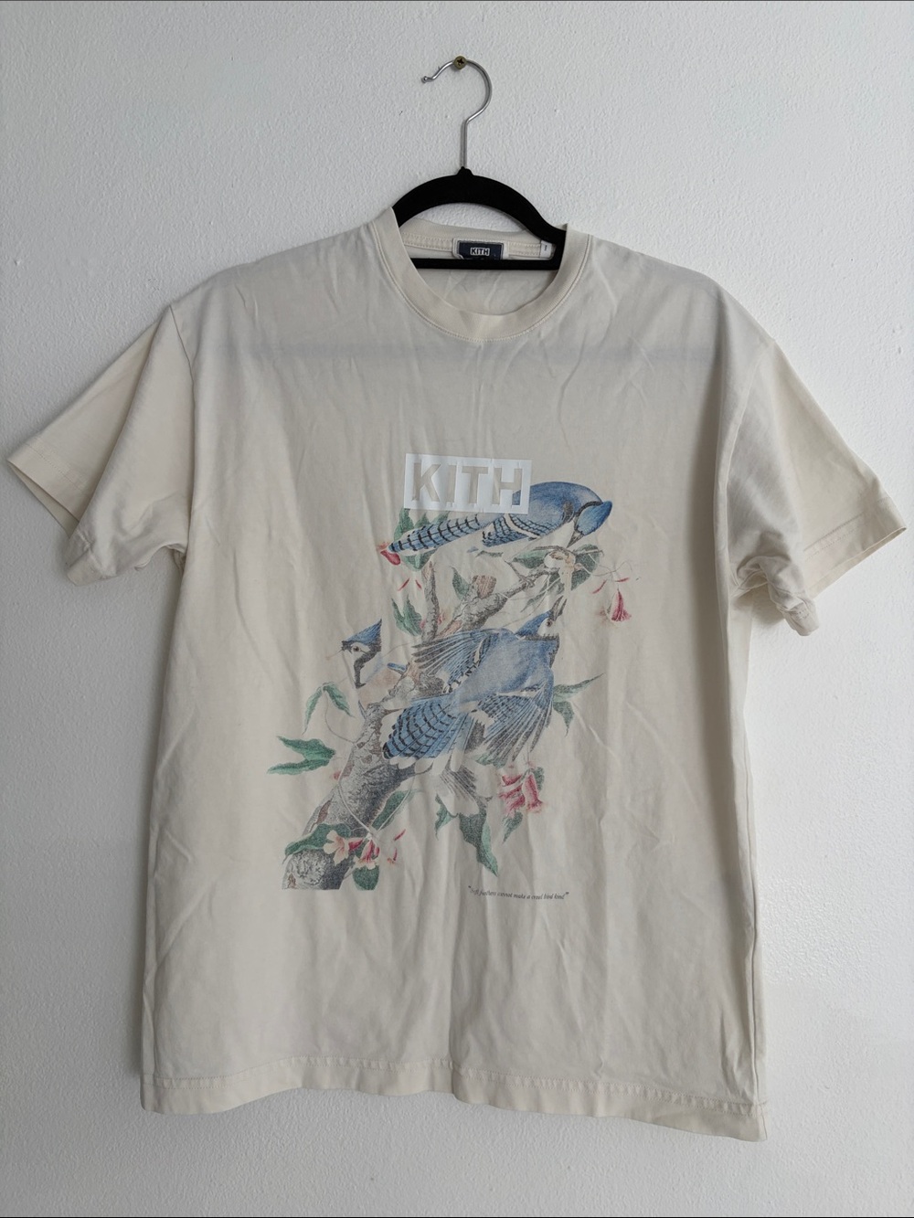Kith Cream Short Sleeve Tee with Blue Bird Graphic